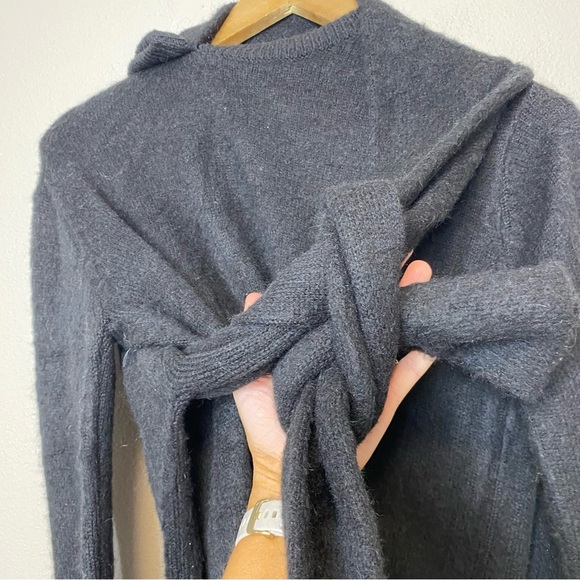 ROKH Double Tie Front Sweater in black size small - Picture 12 of 13